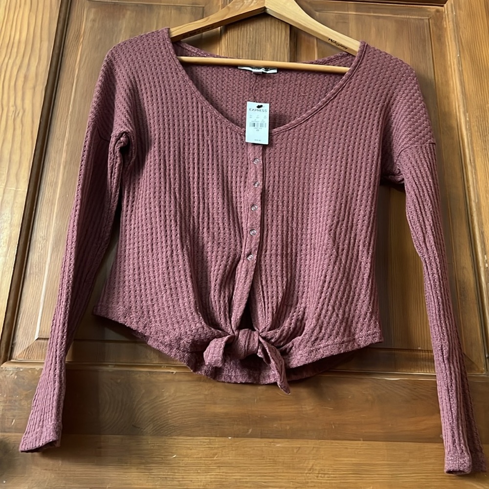 🔆 4/$25 🔆 NWT Express Long Sleeve Crop Top, XS/S, Mauve